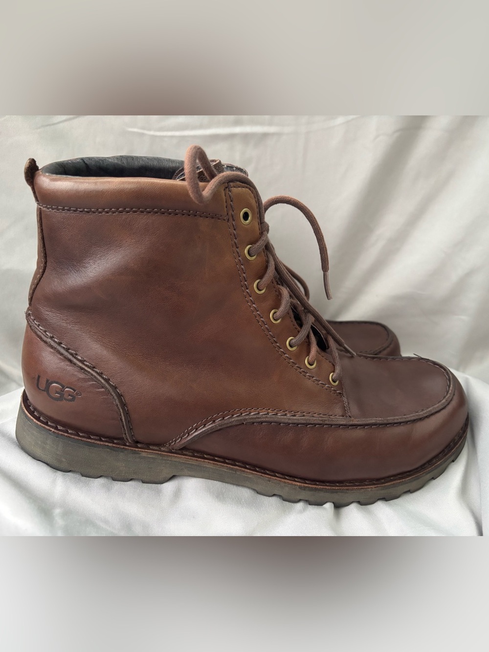 UGG Fallbrook Men’s Chestnut Leather Moc Toe Hiking Boots Size 13